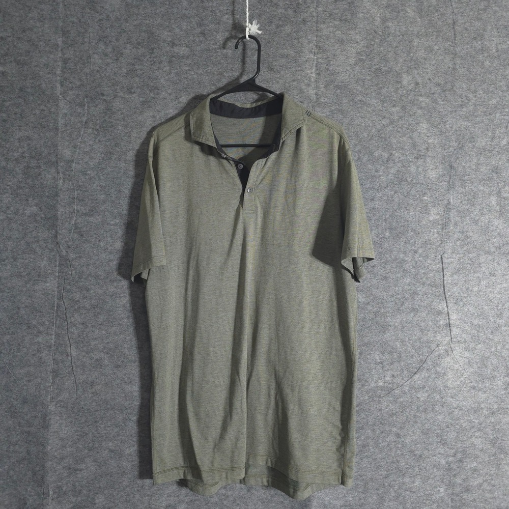 Lululemon Mens Polo Shirt Short Sleeve Golf Athletic Casual Olive Green